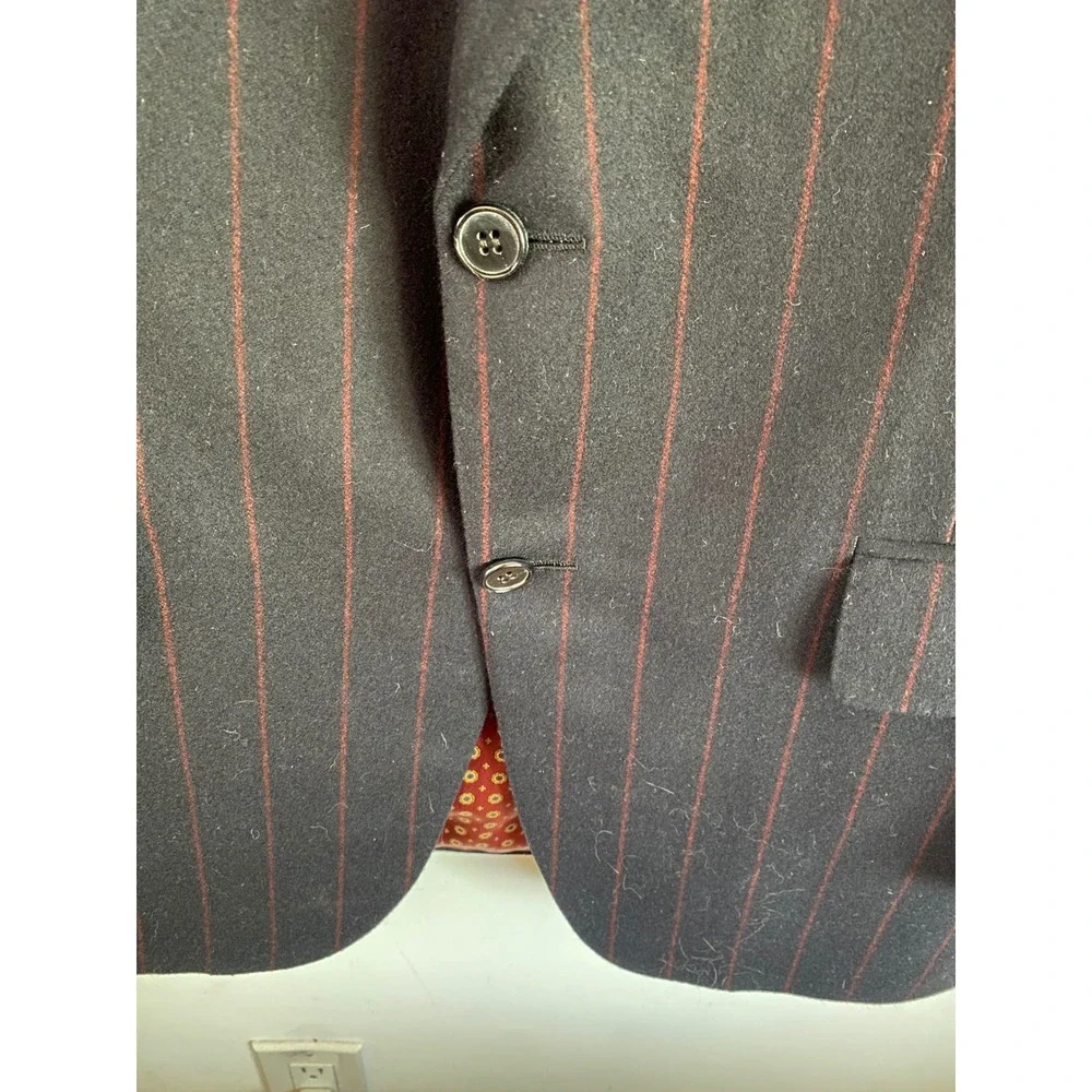 Carroll & Co Chester Barrie Mens 42R Blazer Navy Red Pinstripe Wool England